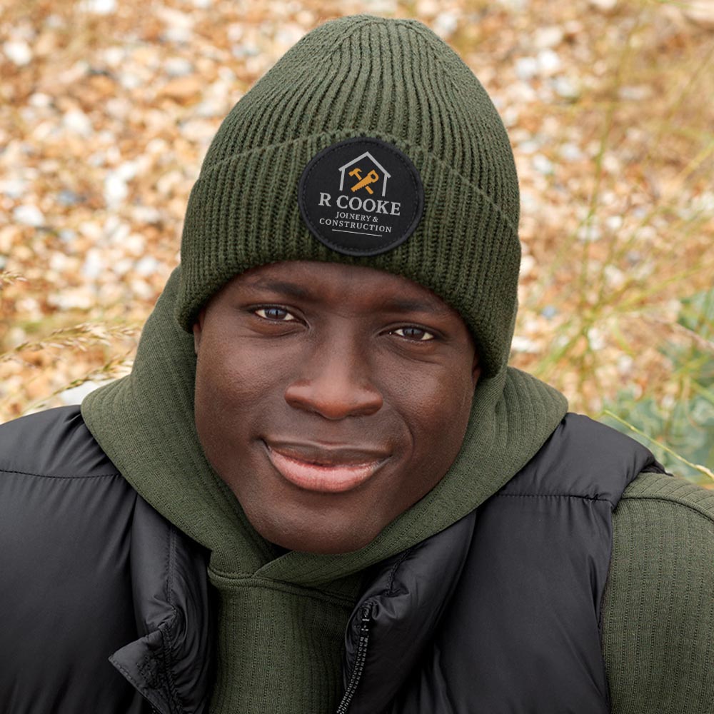 Circular Patch Beanie Hat